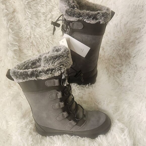 NWT All in Motion Girls Gray Faux Fur Lined Winter Boots Size 1 - Picture 4 of 6
